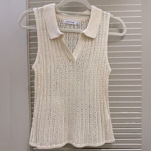 Crochet Sleeveless Polo Tank Top